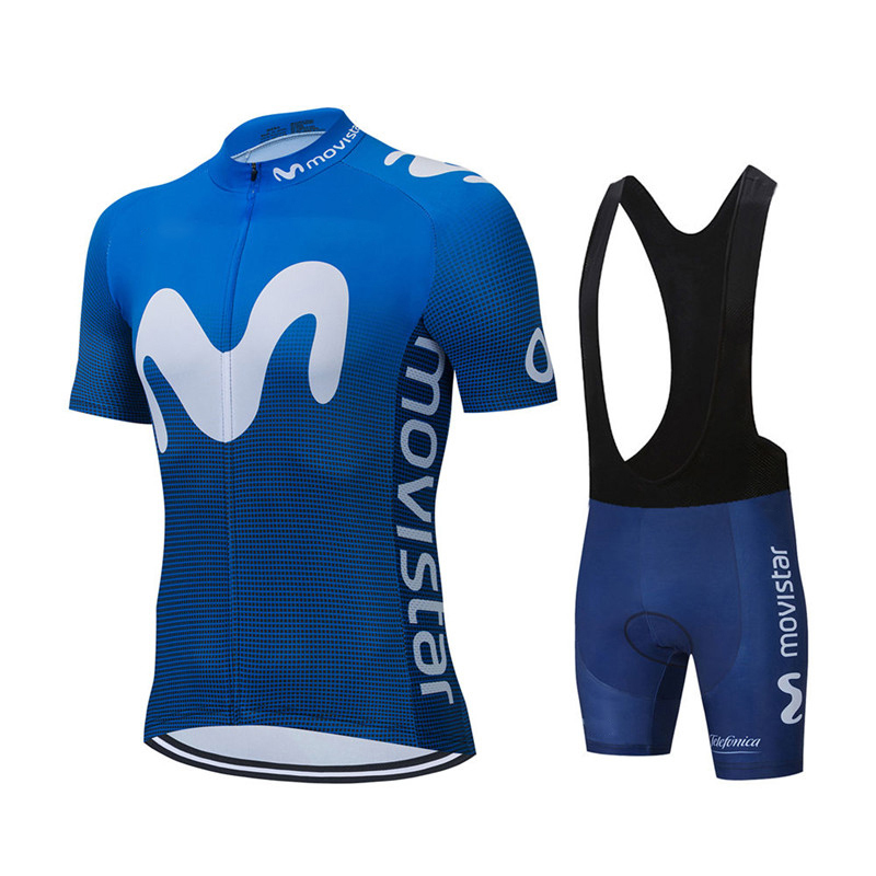 Cycling Bib Shorts - Nieuwe Zomer Movistar Team Wielertrui Sets