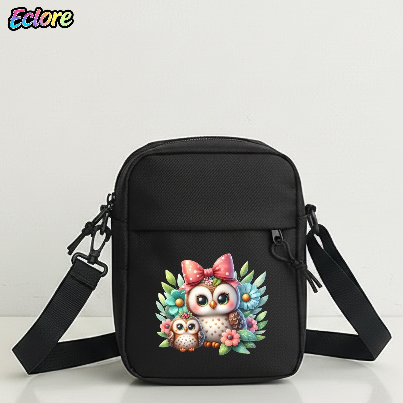 Cycling Backpack - Oxford-schoudertas met uilenprint voor heren, verstelbare
